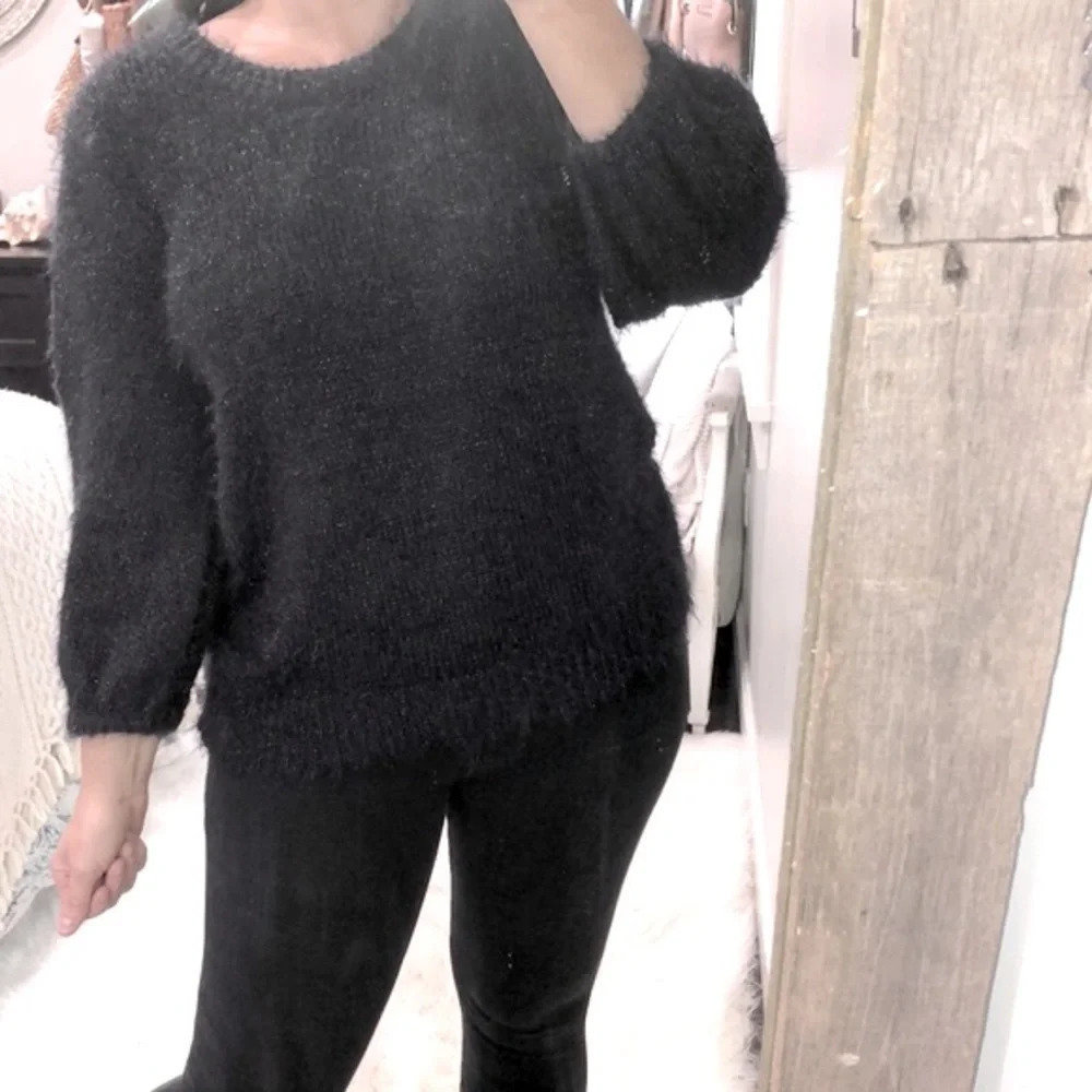 A new day size small navy blue fuzzy sweater